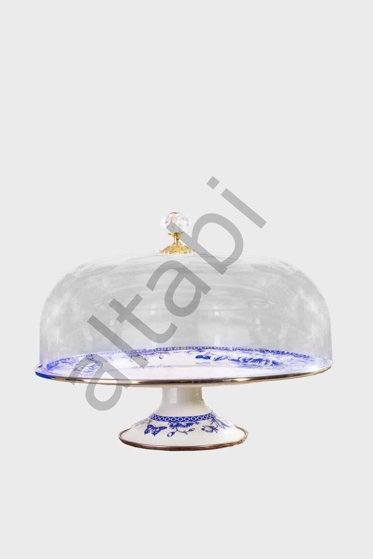 Blue Life Emaye Ayaklı Kek Fanusu - 30 cm