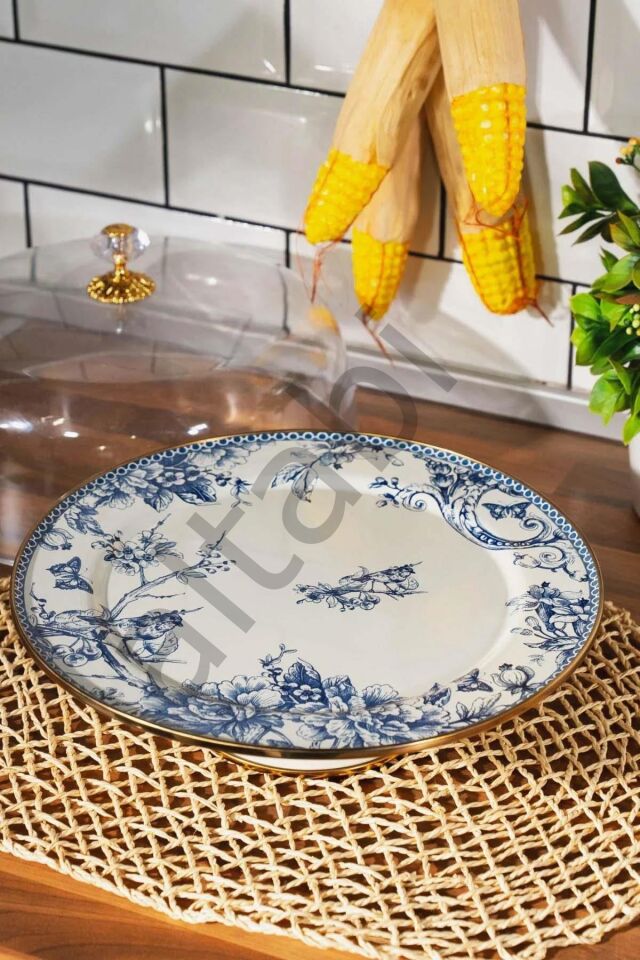 Blue Life Emaye Ayaklı Kek Fanusu - 30 cm