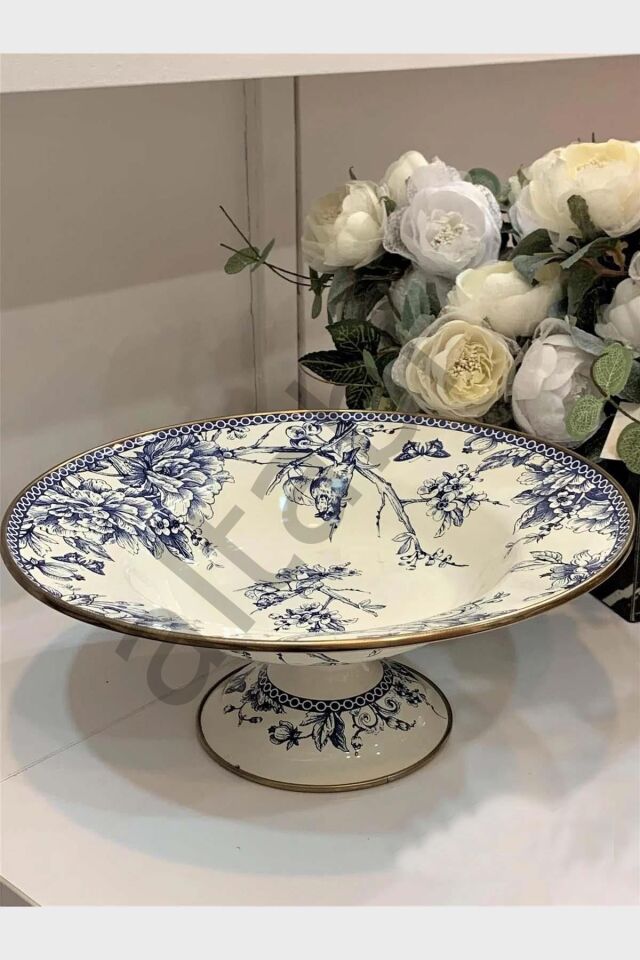 Blue Life Emaye Ayaklı Meyvelik / Sunumluk - 30 cm