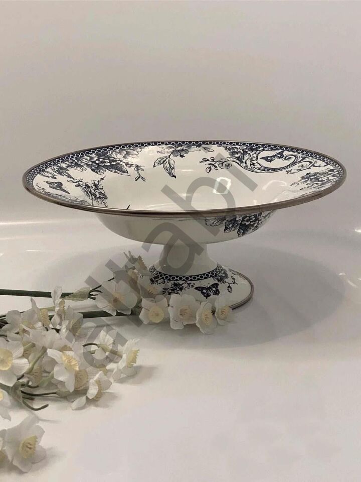 Blue Life Emaye Ayaklı Meyvelik / Sunumluk - 30 cm