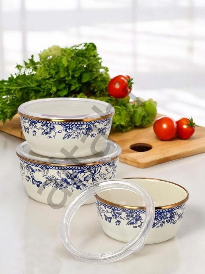 Blue Life 3'lü Emaye Saklama Kabı Seti (14-16-18 cm)