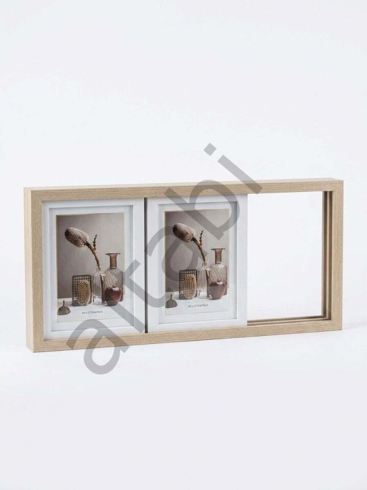 Kızaklı Fotoğraf Çerçevesi 3'lü (10x15 cm) – Masa Üstü Kullanım Meşe Renk