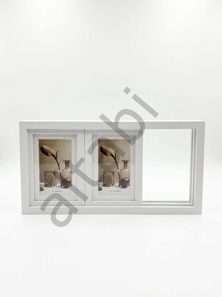 Kızaklı Fotoğraf Çerçevesi 3'lü (10x15 cm) – Masa Üstü Kullanım Beyaz Renk