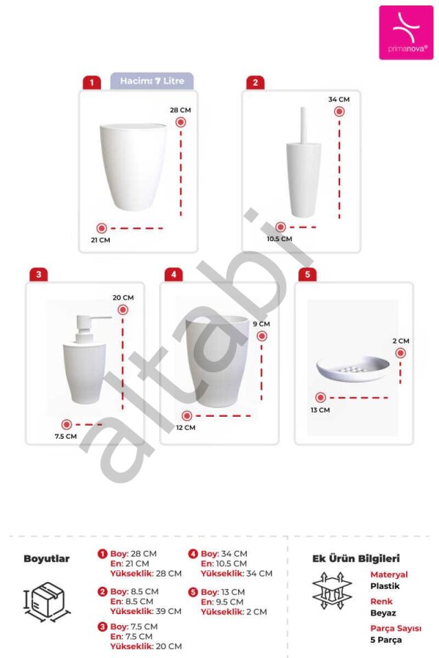 Pure 5li Banyo Seti Beyaz Renk