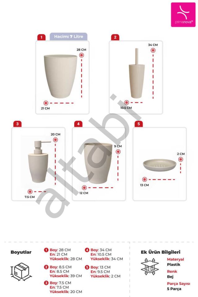 Pure 5li Banyo Seti Bej Renk