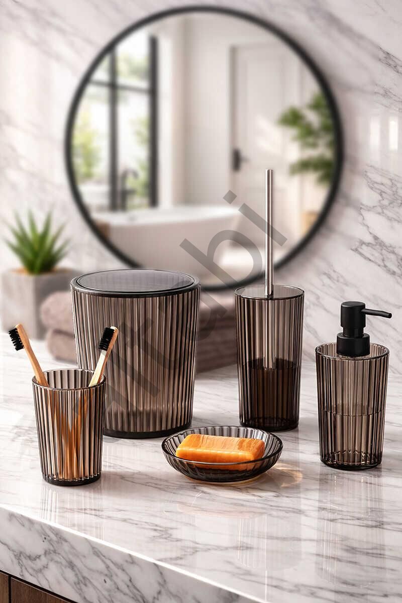 Ridge 5li Banyo Seti Siyah - Şeffaf Renk