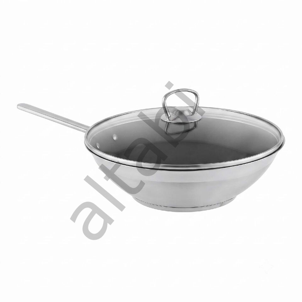 Schafer Held Çelik Wok Tava 28 CM Cam Kapaklı