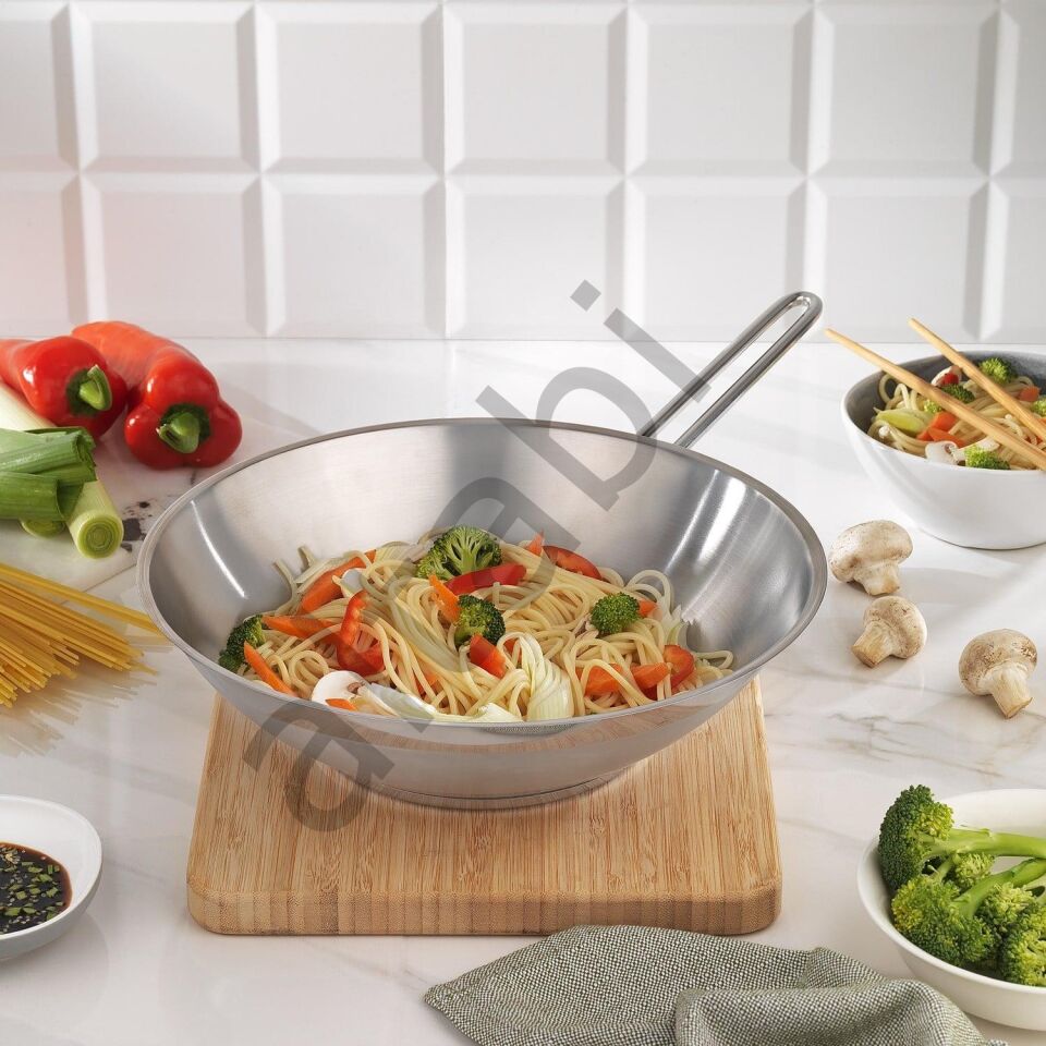 Schafer Held Çelik Wok Tava 28 CM Cam Kapaklı