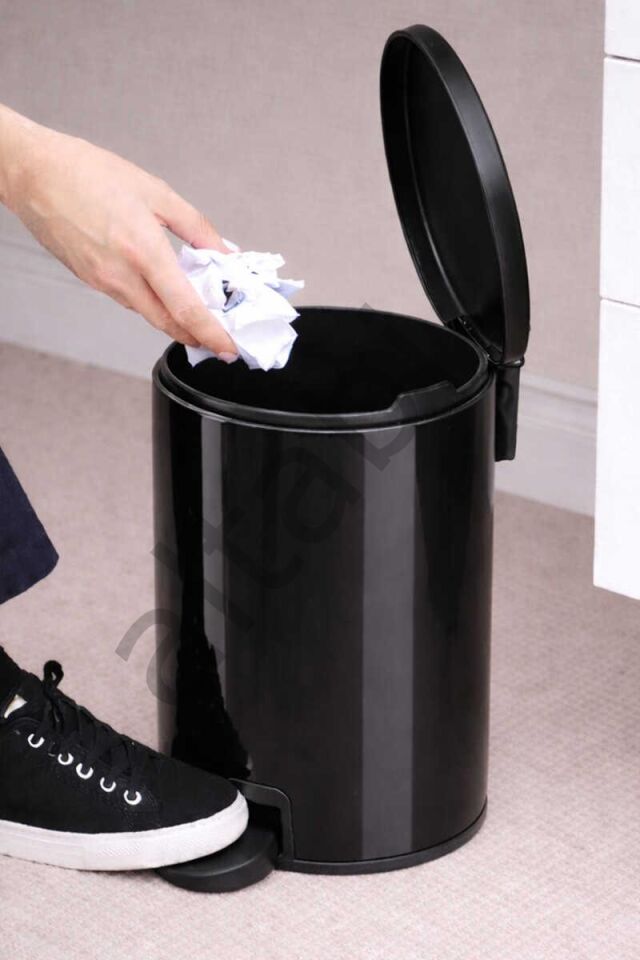 Cigo Çelik Çöp Kovası 3 Litre Mutfak - Banyo - Ofis Siyah Metal
