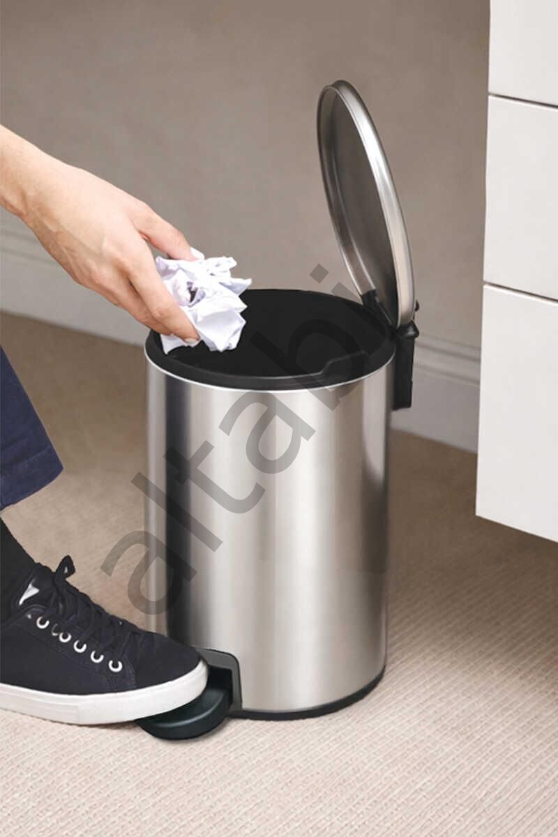 Cigo Çelik Çöp Kovası 3 Litre Mutfak - Banyo - Ofis Mat Gri Metal