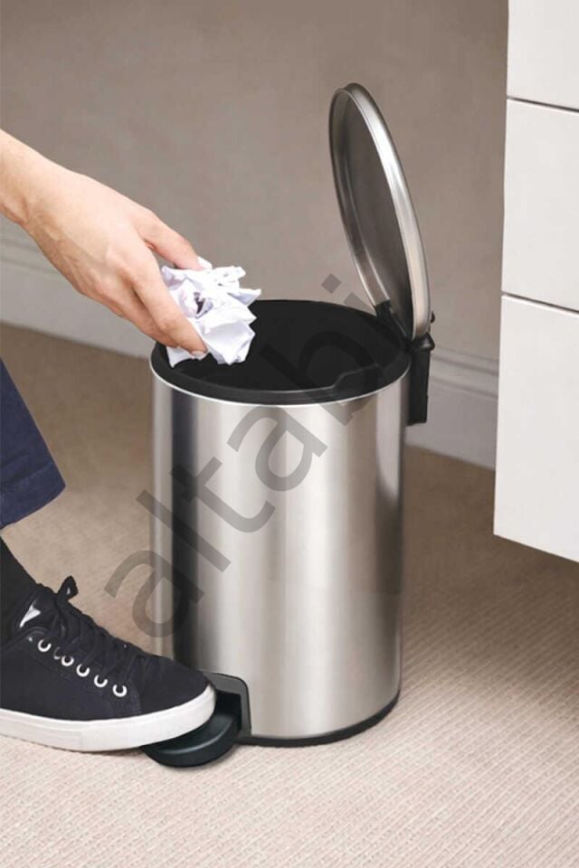 Cigo Çelik Çöp Kovası 3 Litre Mutfak - Banyo - Ofis Mat Gri Metal