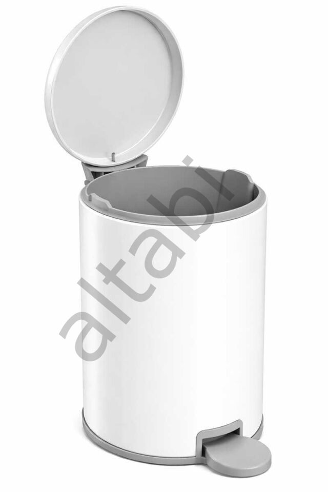 Cigo Çelik Çöp Kovası 3 Litre Mutfak - Banyo - Ofis Mat Beyaz Metal