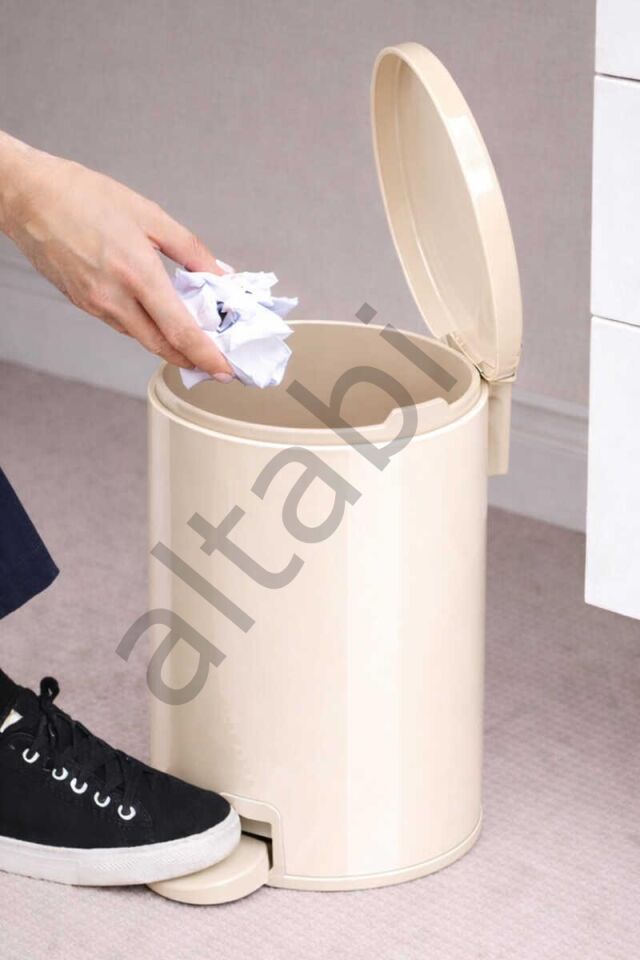 Cigo Çelik Çöp Kovası 3 Litre Mutfak - Banyo - Ofis Mat Bej Metal