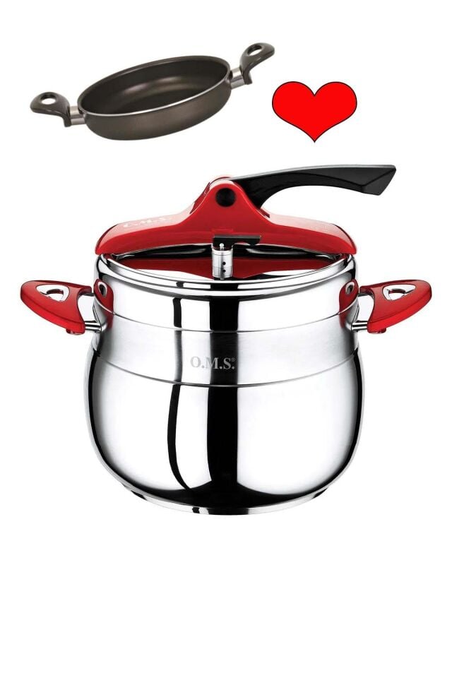 Oms Çelik Düdüklü Tencere 9 Litre ve Mehtap Teflon Sahan 18 CM