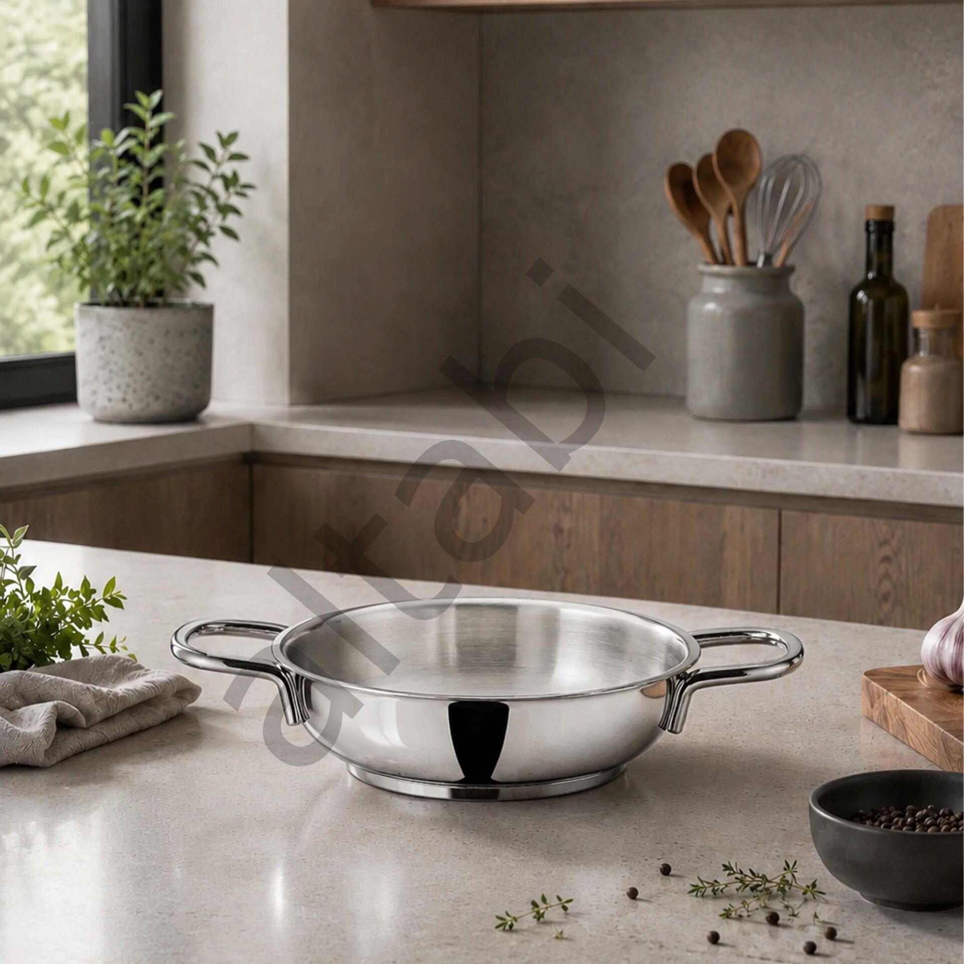 Paslanmaz Çelik Sahan 24 CM İndüksiyon Tabanlı