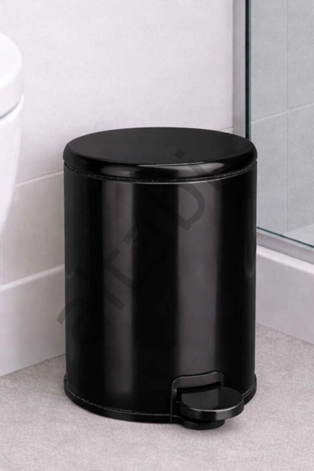 Cigo 2li Banyo Seti Çelik Çöp Kovası ve Tuvalet Fırçası Siyah 3 Litre