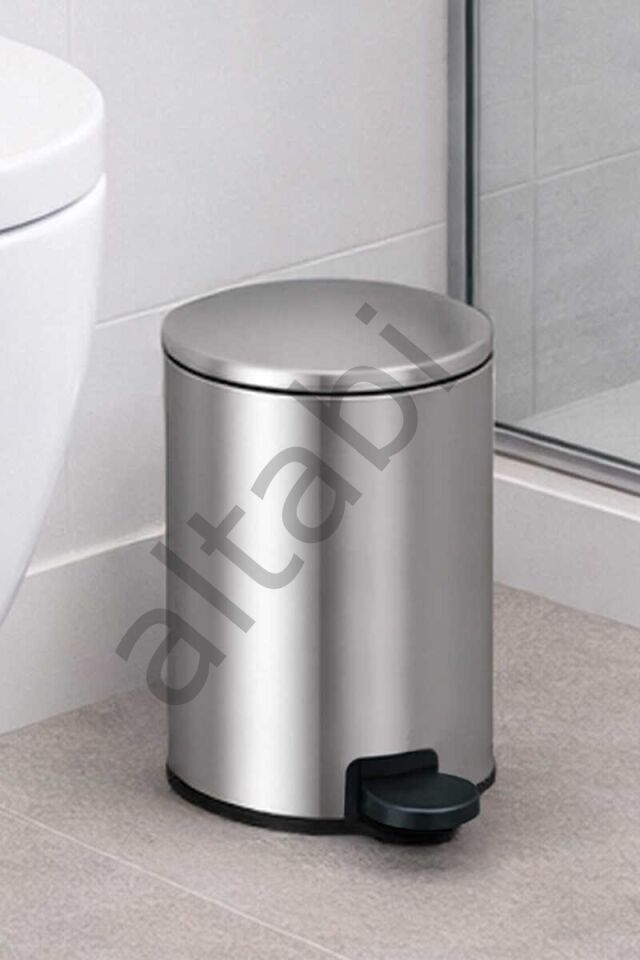 Cigo 2li Banyo Seti Çelik Çöp Kovası Tuvalet Fırçası Mat Gri 3 Litre