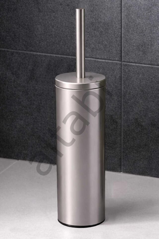 Cigo 2li Banyo Seti Çelik Çöp Kovası Tuvalet Fırçası Mat Gri 3 Litre