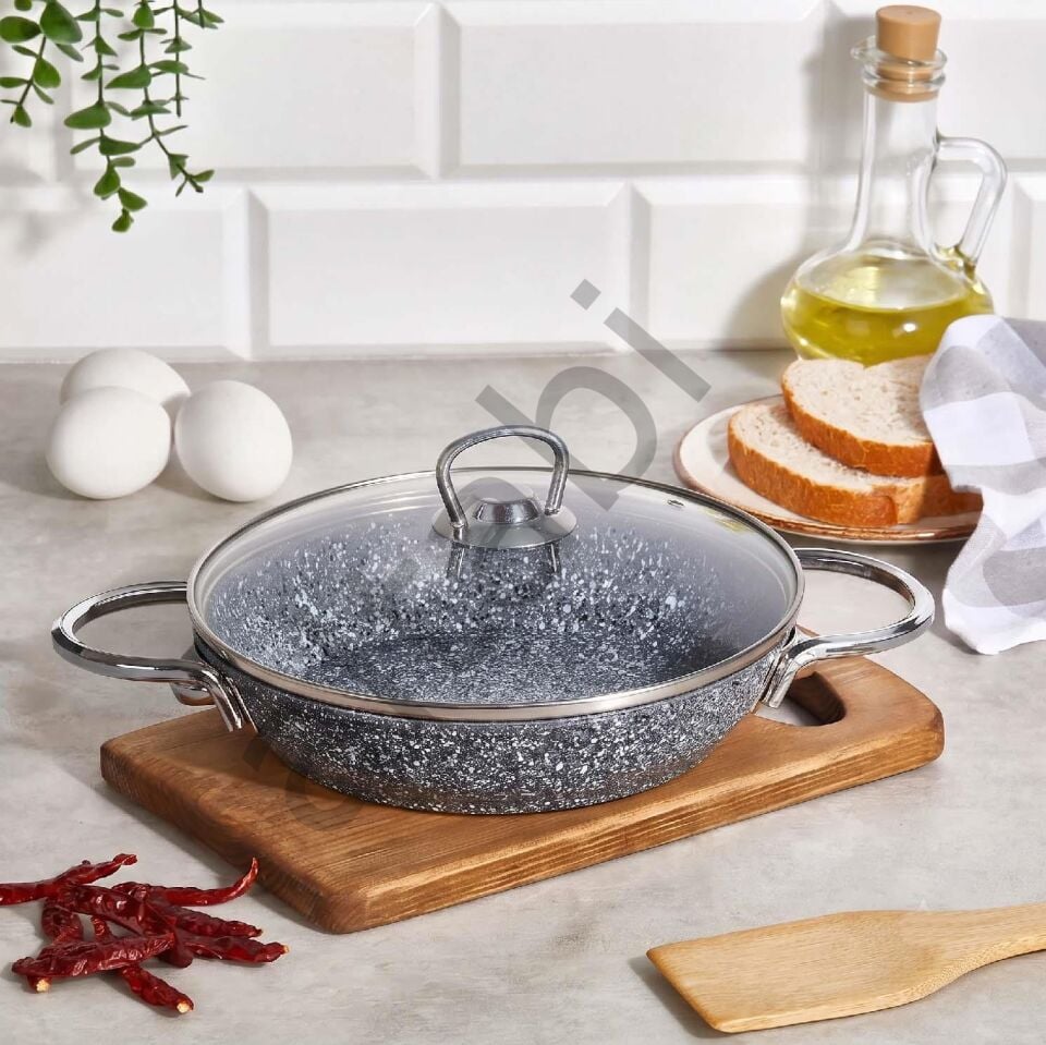Granit Sahan 22 CM İndüksiyon Tabanlı Cam Kapaklı