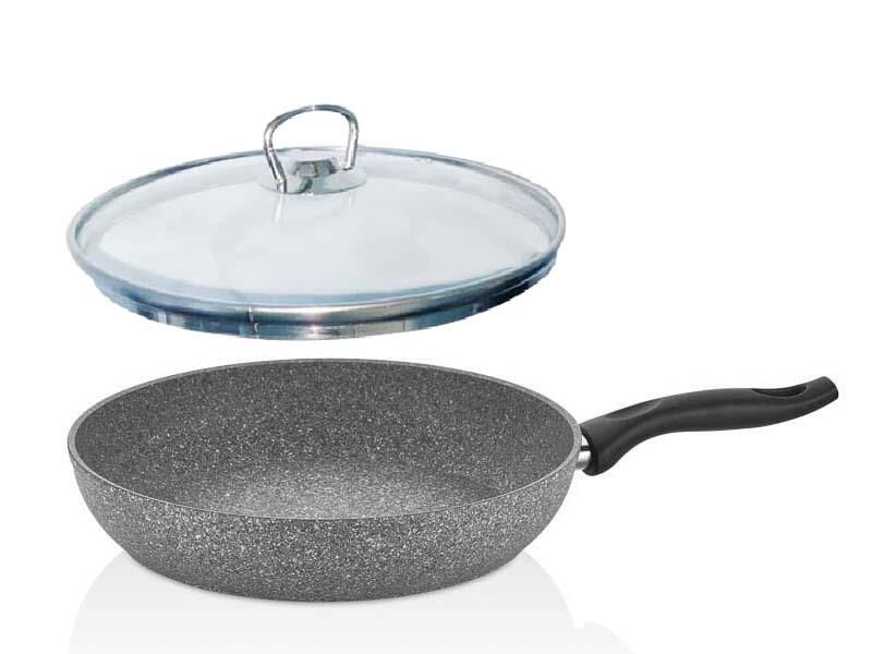 Falez Granit Yapışmaz Tava 28 CM Cam Kapaklı