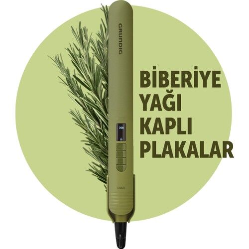Grundig Dijital Saç Düzleştirici Biberiye Yağı Kaplı Plakalar