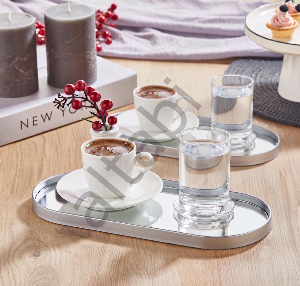 Aynalı Sunum Tepsisi – Gümüş Çerçeveli 12 X 30 Cm 2 Adet İster Tepsi / İster Duvar Aynası