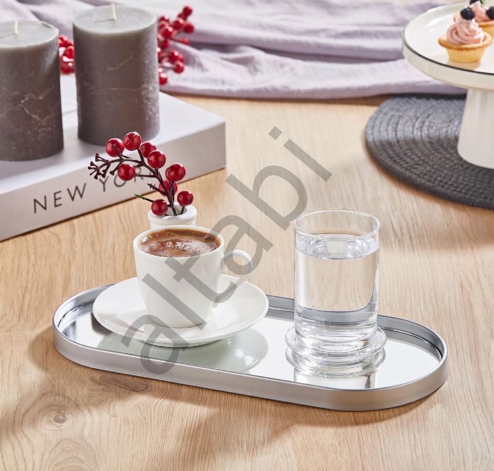 Aynalı Sunum Tepsisi – Gümüş Çerçeveli 12 X 30 Cm 2 Adet İster Tepsi / İster Duvar Aynası