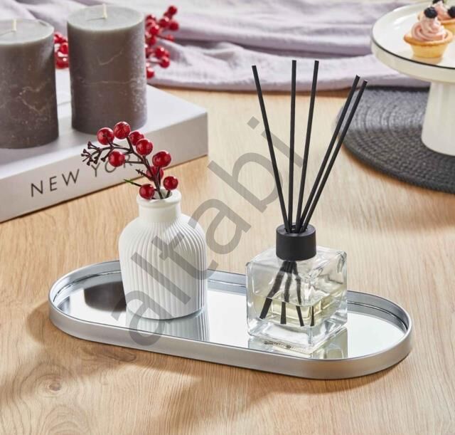 Aynalı Sunum Tepsisi – Gümüş Çerçeveli 12 X 30 Cm 2 Adet İster Tepsi / İster Duvar Aynası
