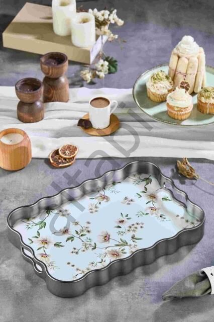Dijital Baskılı Cam Servis Tepsisi – Çiçek Motifli, 40x28 cm