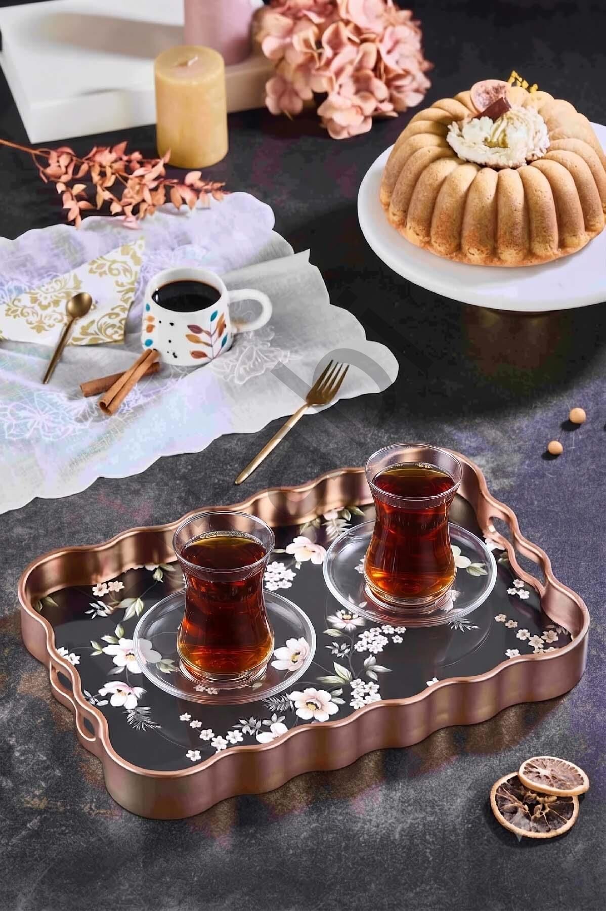 Dijital Baskılı Cam Servis Tepsisi – Çiçek Motifli, 40x28 cm