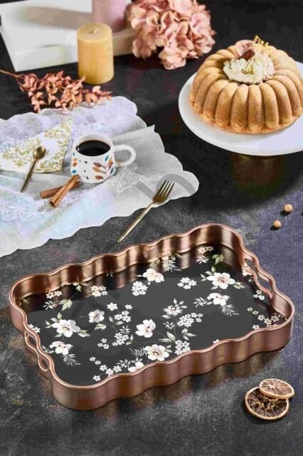Dijital Baskılı Cam Servis Tepsisi – Çiçek Motifli, 40x28 cm
