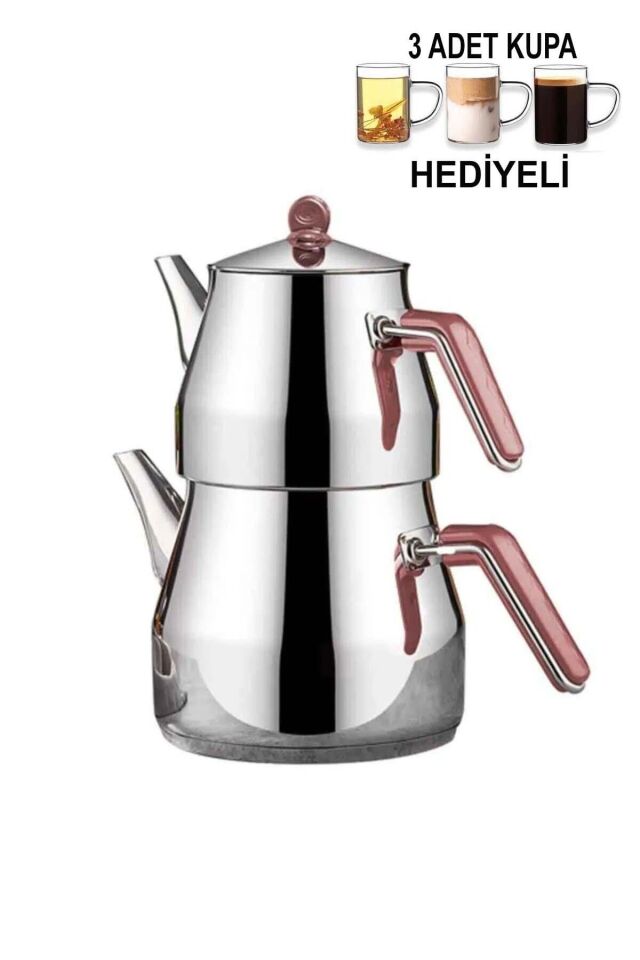 Kahramanlar Mega Boy Çaydanlık Takımı 3 Adet Cam Kupa Hediyeli