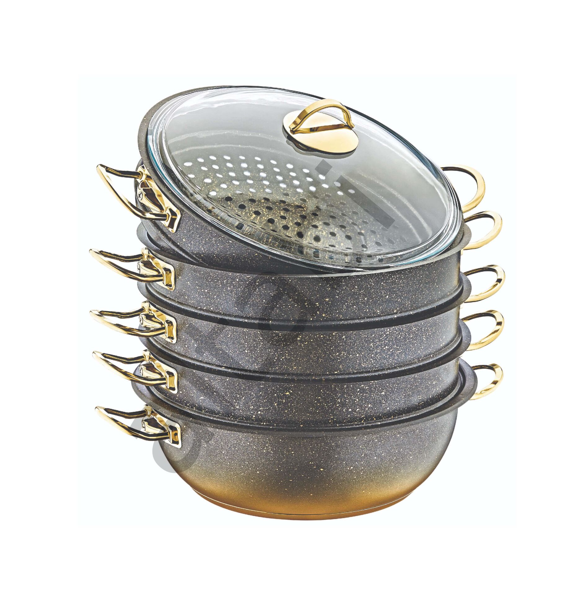 Granit Mantı Tenceresi Buharlı Pişirici 30 CM İndüksiyon Tabanlı