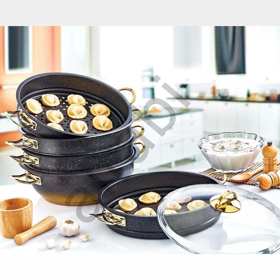 Granit Mantı Tenceresi Buharlı Pişirici 30 CM İndüksiyon Tabanlı