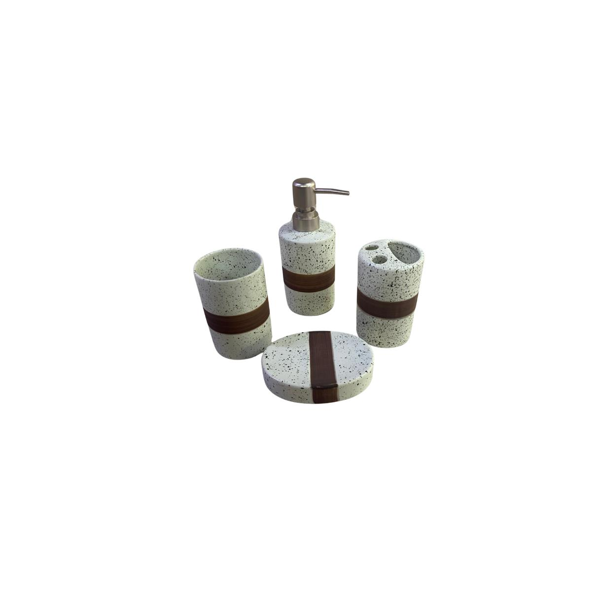 Hand Made Porselen Banyo Seti 4 Parça Krem Renk