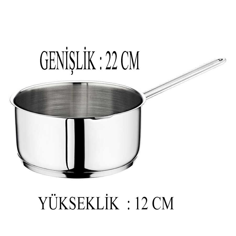 Oms Çelik Kaçerola 22 CM Sütlük/Sosluk Cam Kapaklı