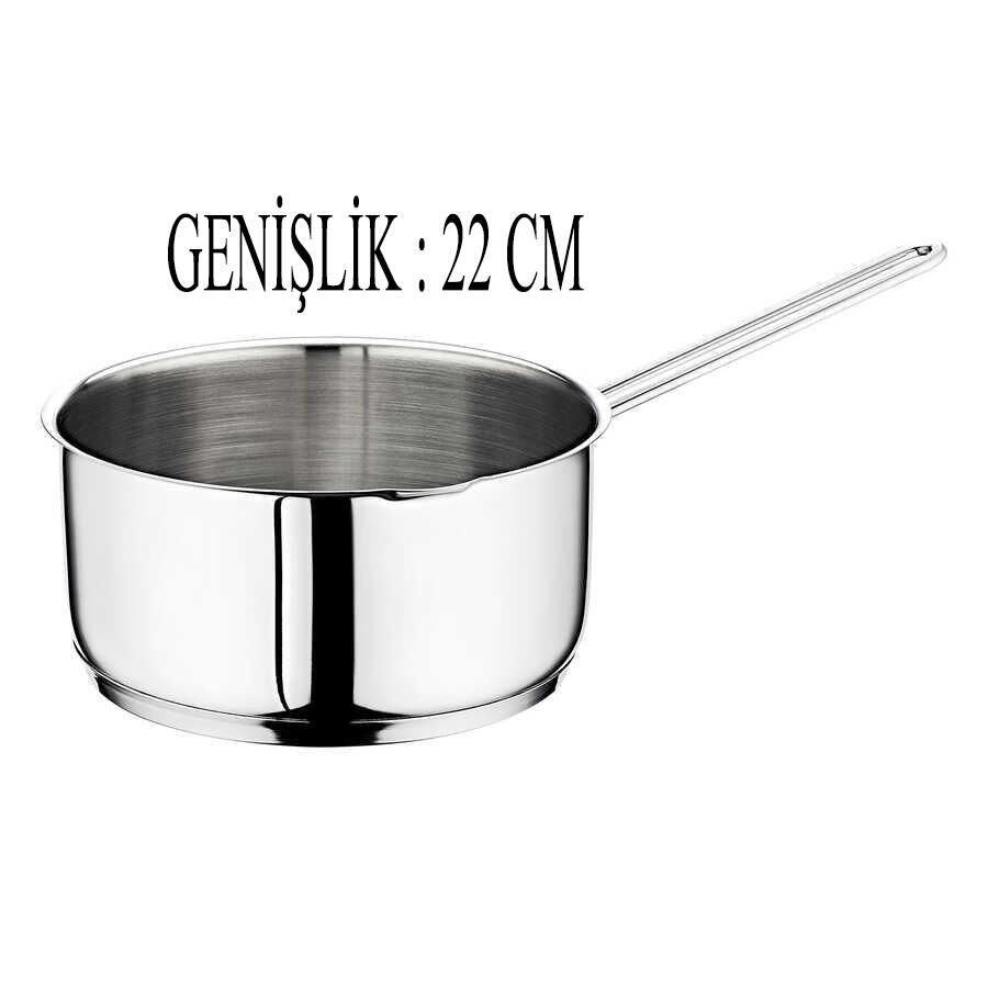 Oms Çelik Kaçerola 22 CM Sütlük/Sosluk Cam Kapaklı
