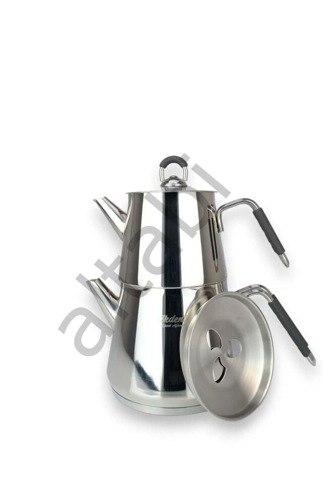 Piramit Mini Silikon Kulplu Çelik Çaydanlık Takımı