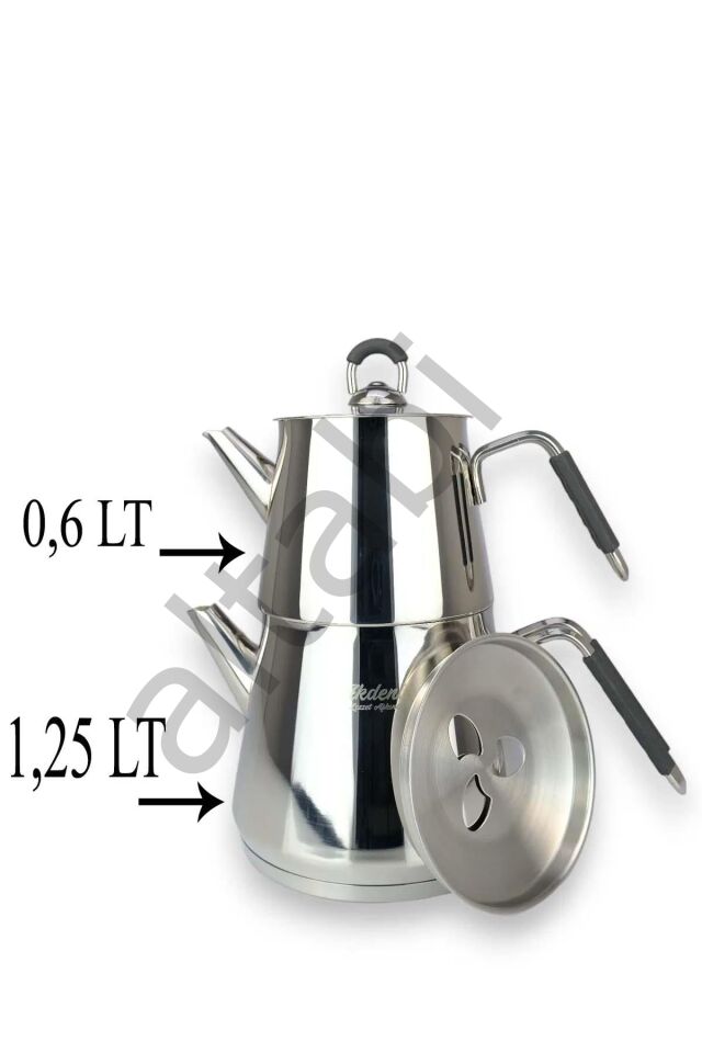 Piramit Mini Silikon Kulplu Çelik Çaydanlık Takımı