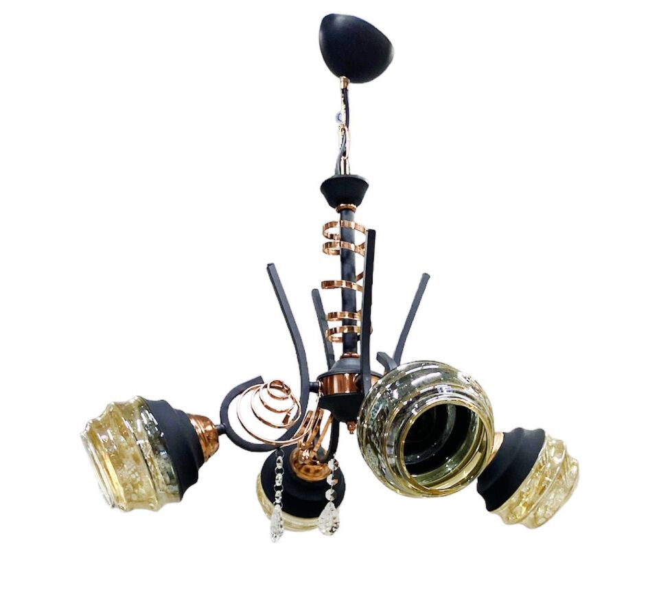 4Lü Helezon Avize Siyah Renk Avize 4 Kollu