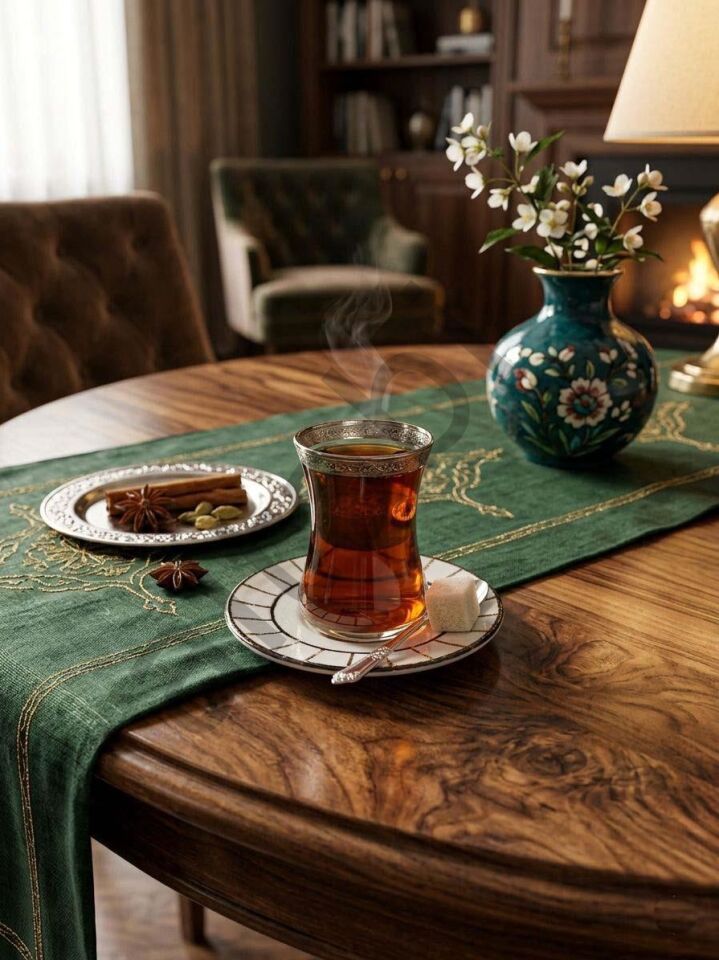 Çay Takımı 6 Kişilik Seramik Tabaklı Çay Bardağı + Çay Tabağı