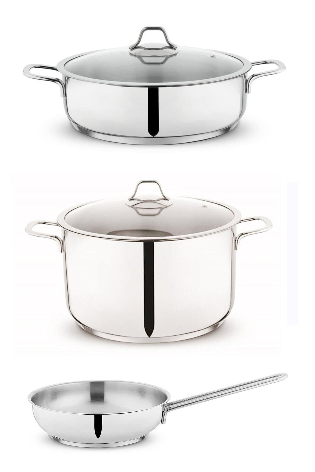 Held 24 CM Çelik Tencere Takımı Derin Tencere-Basık Tencere-Çelik Tava Sc ha fer