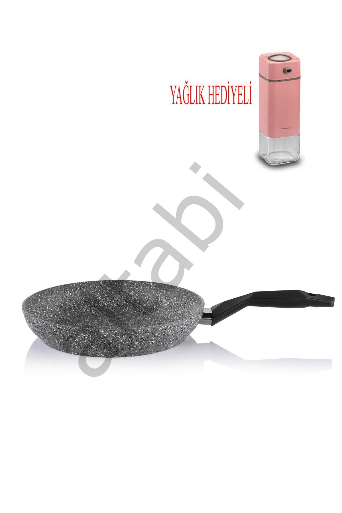 Cory Yanmaz Yapışmaz Granit Tava 30 CM ve Pembe Yağlık Sirkelik