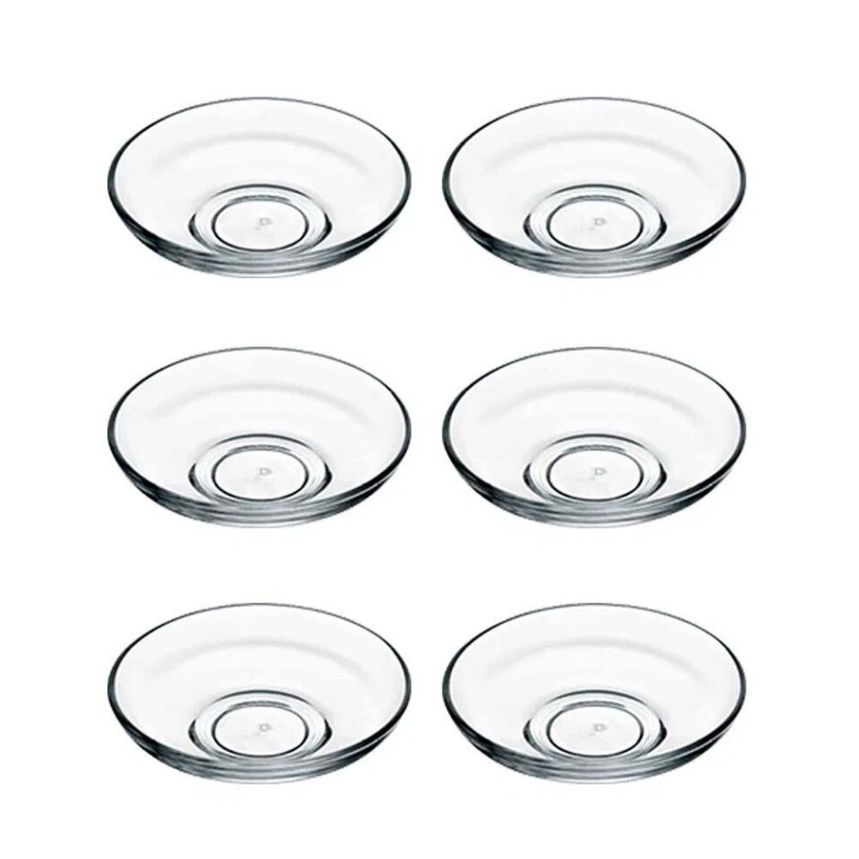 Cam Çay Tabağı Klasik Çay Tabak 6 Adet