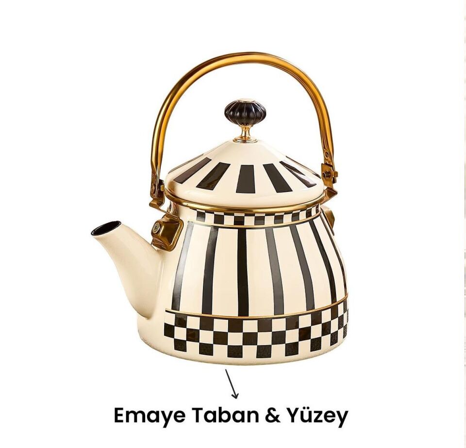 Prime Cream Emaye Bitki Çayı Demliği