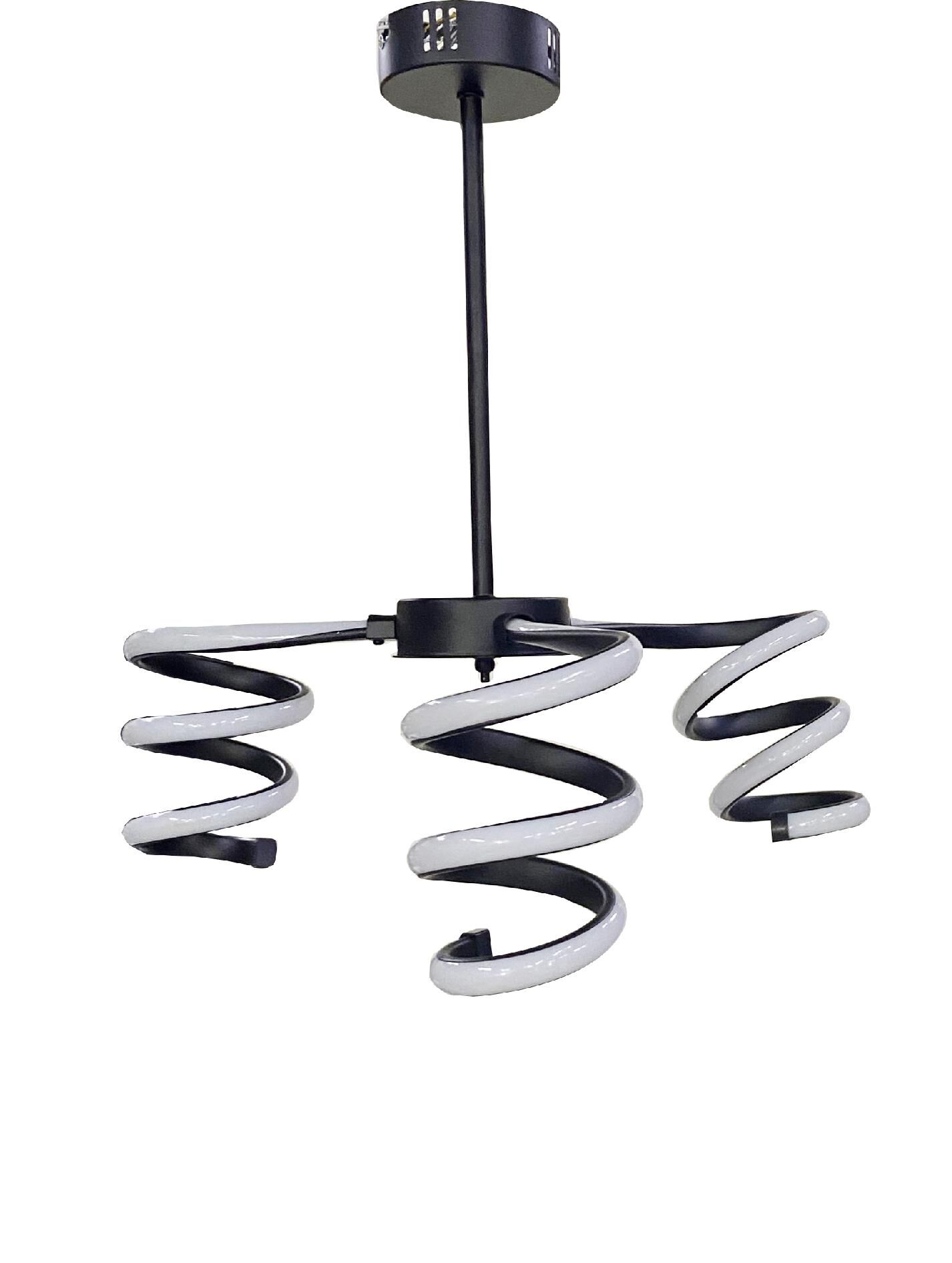 Spiral Led Avize 3lü Kollu Model Avize Siyah