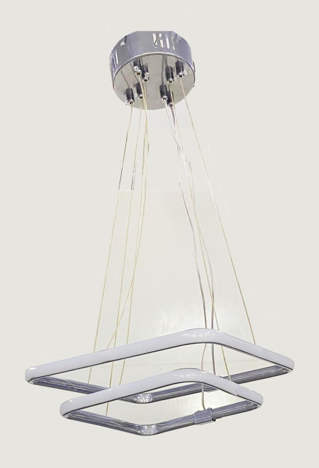 Kare Led Avize 2Li Sarkıt Model Avize Krom