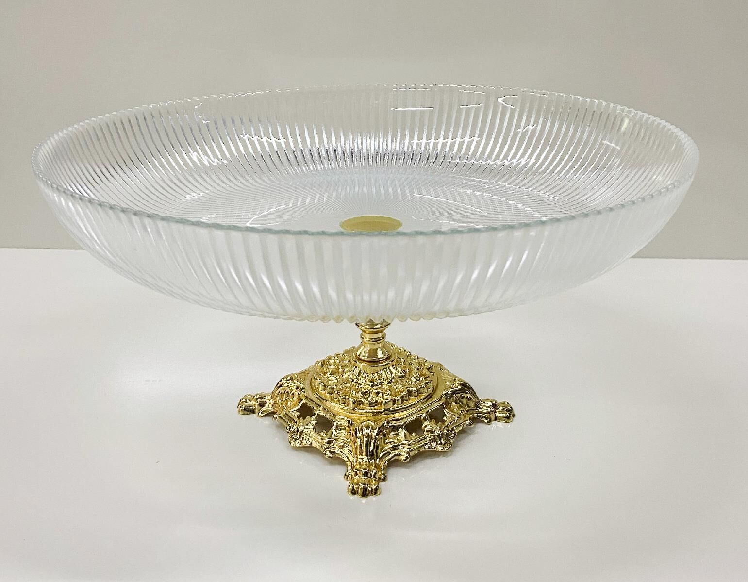 Ayaklı Cam Meyvelik Gold Renk Ayaklı 30 CM