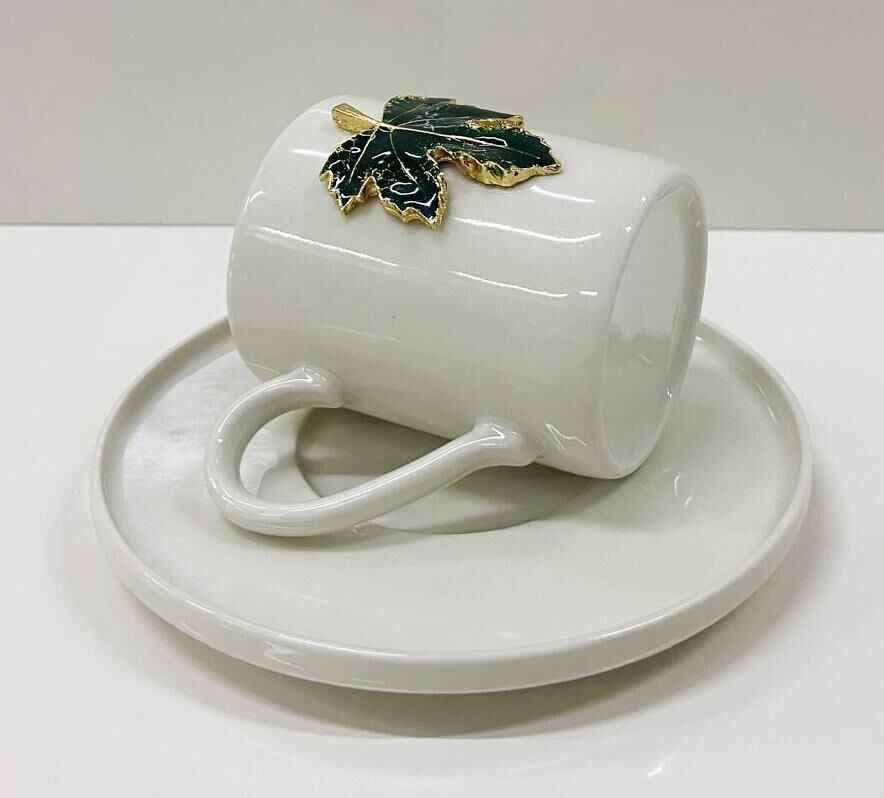 Yaprak Figürlü Kahve Fincan Takımı 2 Kişilik