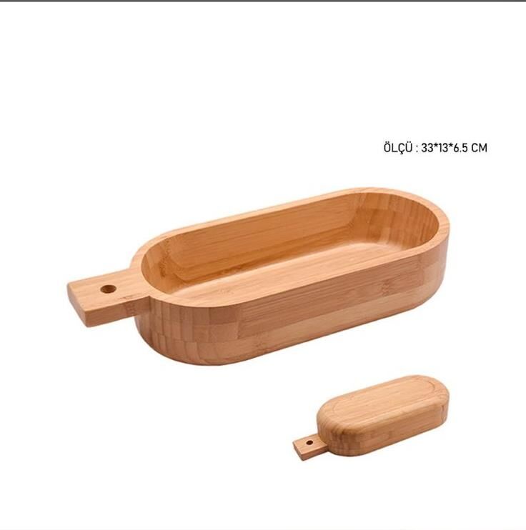 Bambu Sunum Kasesi Derin Kase Salata Meyve Çerez Kasesi
